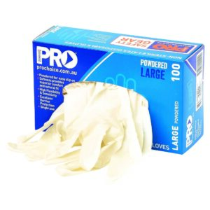 DISPOSABLE LATEX POWDERED GLOVES CLEAR LARGE