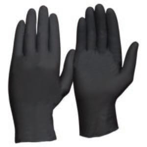 SAFETY DISPOSABLE NITRILE GLOVES SIZE MED BLACK H/DUTY POWDER FREE