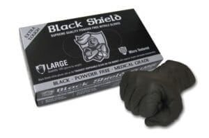 SAFETY GLOVE BLACK SHIELD DISPO NITRILE X LARGE BOX 100